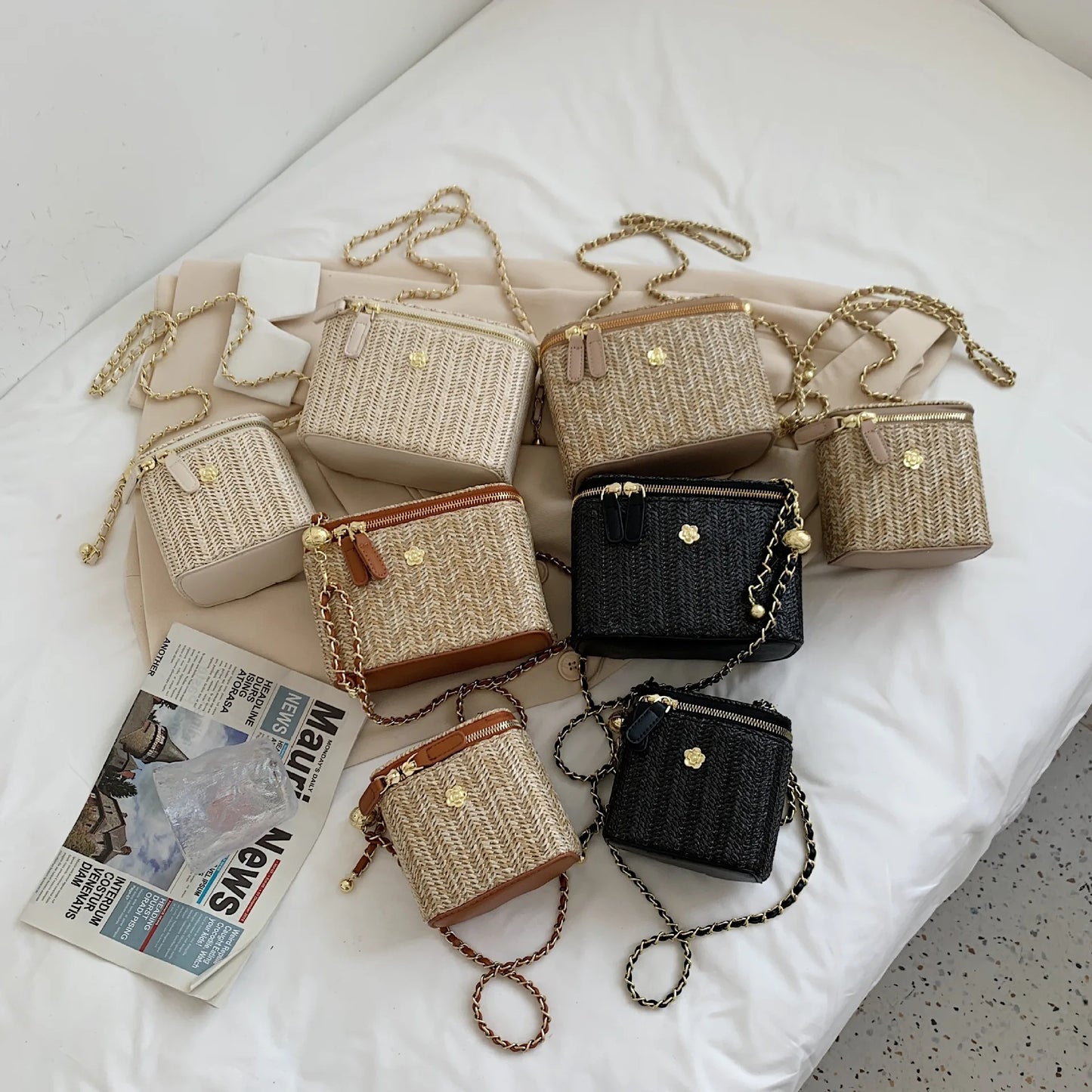 Zavira™ | Zomerse geweven mini stro crossbody