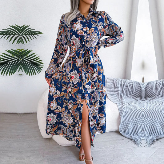 Zavira™ | Retro bloemen overhemdjurk