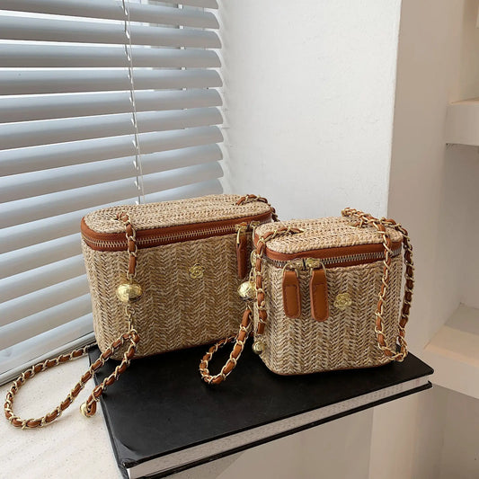 Zavira™ | Zomerse geweven mini stro crossbody
