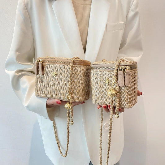 Zavira™ | Zomerse geweven mini stro crossbody
