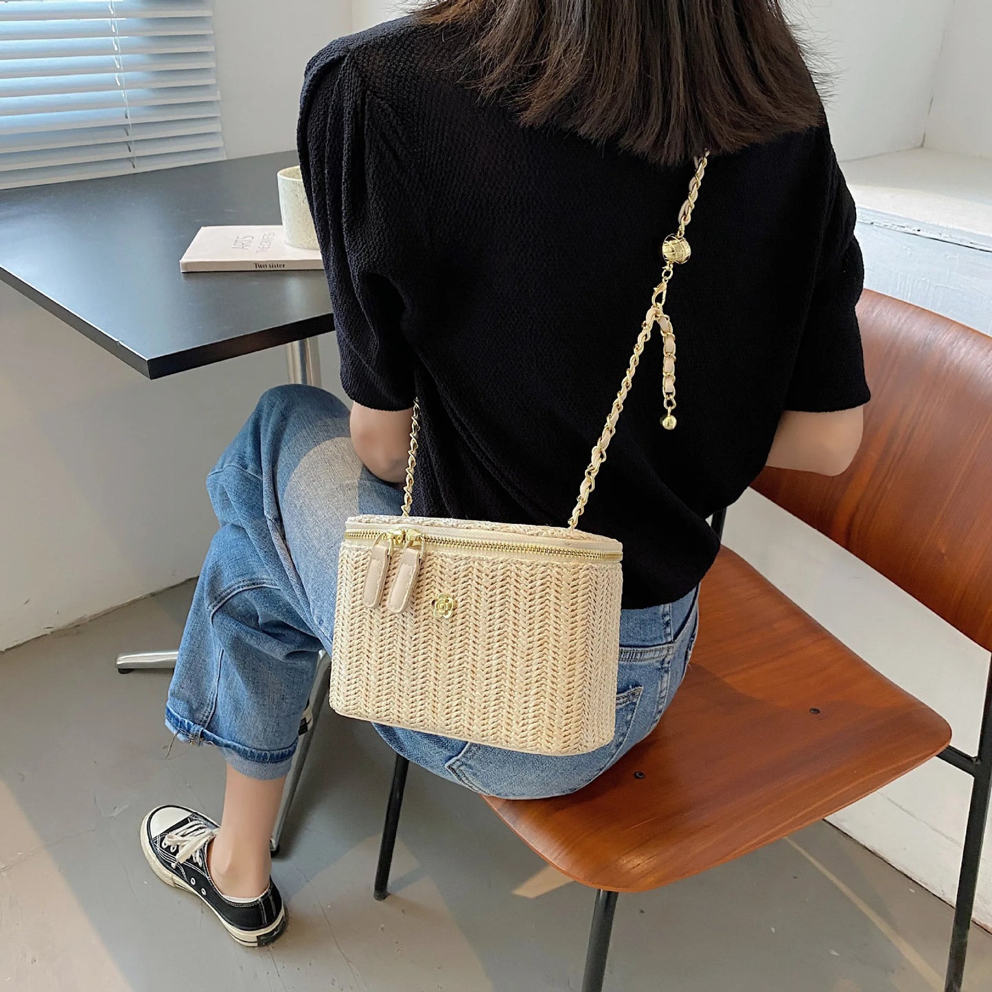 Zavira™ | Zomerse geweven mini stro crossbody