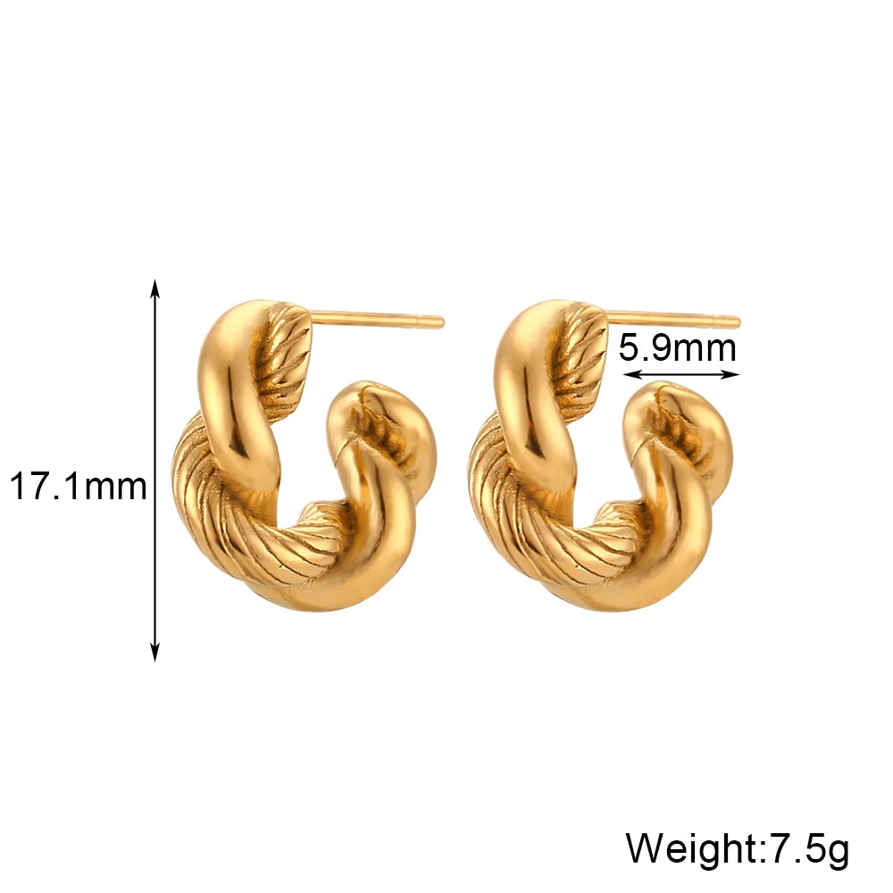 Golden twist 18K - Waterdichte en schattige oorbellen